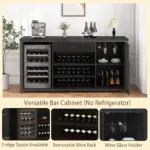 70.86” Wine Cabinet with Fridge Space, Black Oak_05