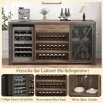 70.86” Wine Cabinet with Fridge Space, Rustic Oak_07