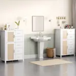 5 Drawer Dresser Rattan Storage, White Oak_14