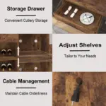 70.86” Wine Cabinet with Fridge Space, Rustic Brown_08