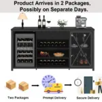 70.86” Wine Cabinet with Fridge Space, Black Oak_09