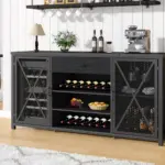 70.86” Wine Cabinet with Fridge Space, Black Oak_10
