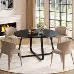 Round Dining Table for 4 to 6 People, Black Oak, 42.13 Inch