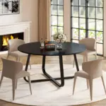 Round Kitchen Table for 4-6 People, Black Oak, 51.18 Inch