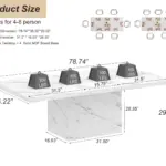 T-Shaped White Faux Marble Dining Table, 78.74 Inch 02