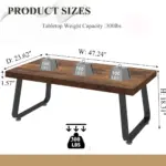Minimalist Coffee Table, Rustic Brown, 47 Inch_03
