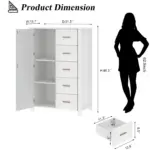 5 Drawer Dresser Rattan Storage, White Oak_02