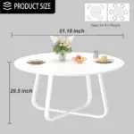 Round Kitchen Table for 4-6 People, White Oak 01