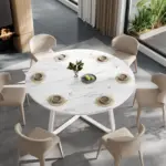 Round Kitchen Table for 4-6 People, Walnut 01