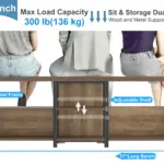 Corner Storage Bench with Shelf, Rustic Oak 01