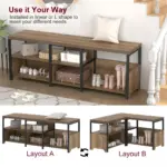 Corner Storage Bench with Shelf, Rustic Oak 02