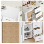 5 Drawer Dresser Rattan Storage, White Oak_05