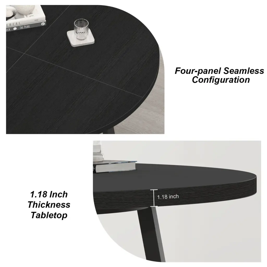 Round Dining Table for 4 to 6 People, Black Oak, 42.13 Inch 04