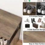 Corner Storage Bench with Shelf, Rustic Oak 04