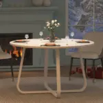 Round Kitchen Table for 4-6 People, White Faux Marble, 51.18 Inch 03