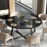 Round Dining Table for 4 to 6 People, Black Oak, 42.13 Inch 05