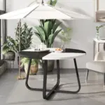 Round Dining Table for 4 to 6 People, White and Black Oak, 42.13 Inch 04