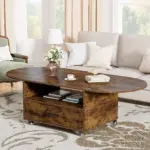 Foldable Coffee Table with Drawer Storage, Rustic Brown_05