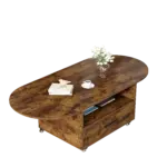 Foldable Coffee Table with Drawer Storage, Rustic Brown_06