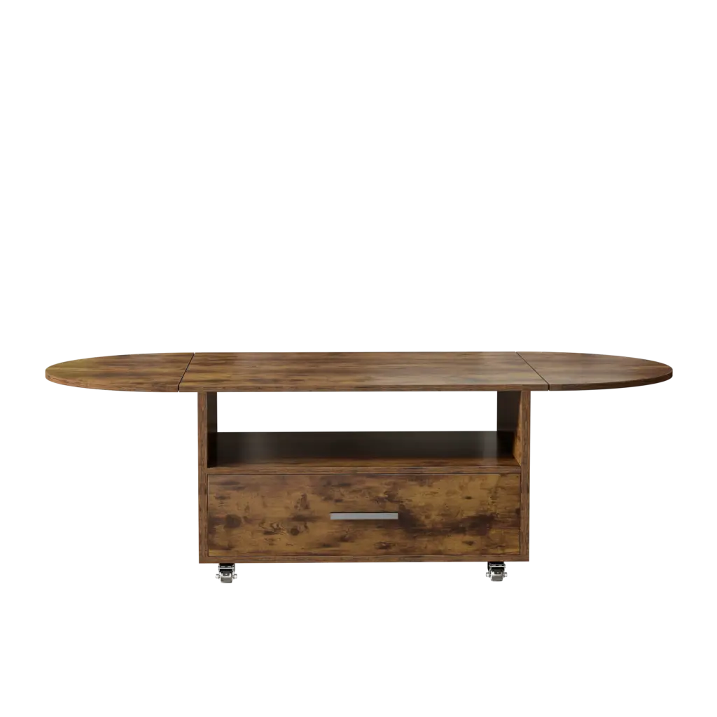 Foldable Coffee Table with Drawer Storage, Rustic Brown_07