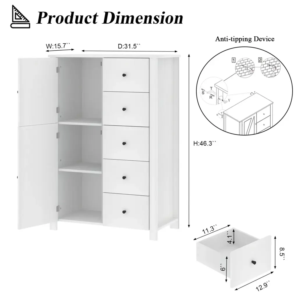Chest of Drawers Storage Organizer, White Oak_02