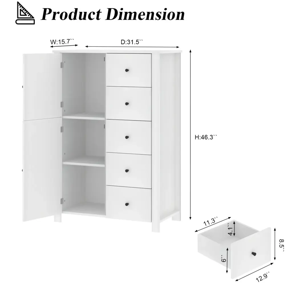 Chest of Drawers Storage Organizer, White Oak_03