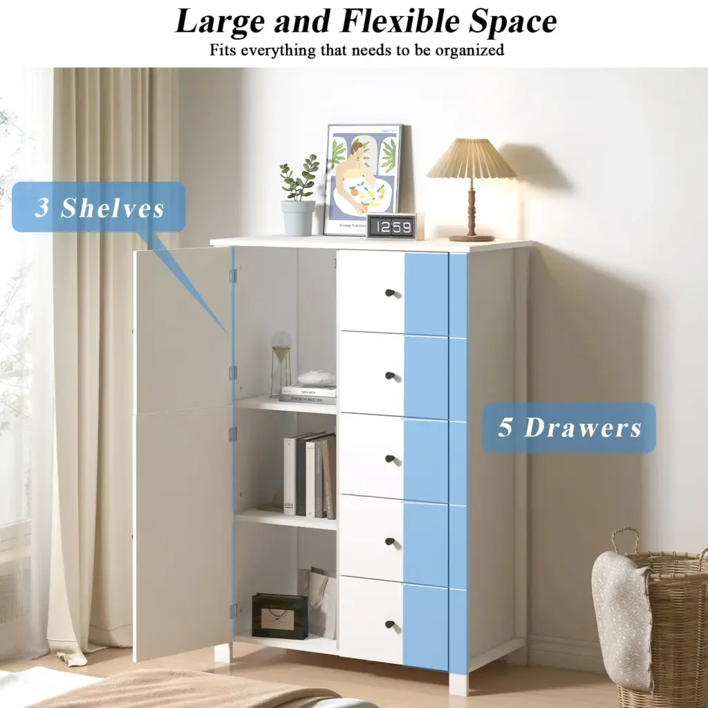 Chest of Drawers Storage Organizer, White Oak_04