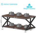 2 Tier Coffee Table with Shelf, Walnut, 39 Inch_02