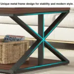 2 Tier Coffee Table with Shelf, Walnut, 47 Inch_05