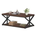 2 Tier Coffee Table with Shelf, Walnut, 39 Inch_08