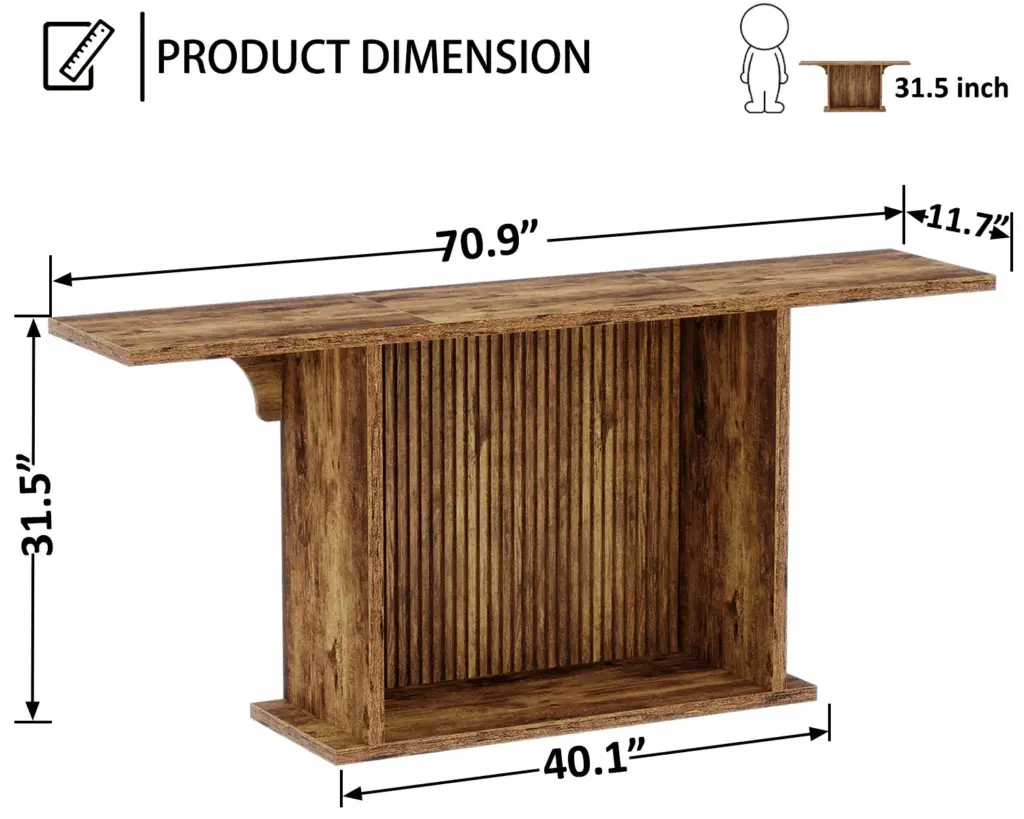 70.9 Inch Console Table, Rustic Brown_02