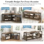 Corner Storage Bench with Shelf, Rustic Oak 05