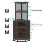Corner Bar Cabinet with Adjustble Shelf Storage, Walnut_10