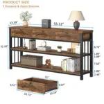 Sofa Table with 3 Drawers, Rustic Brown_09