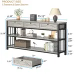 Sofa Table with 3 Drawers, Light Grey Oak_08