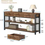 Sofa Table with 3 Drawers, Rustic Brown_08