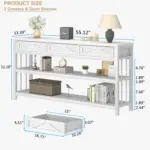Sofa Table with 3 Drawers, White Oak_08