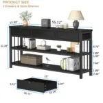 Sofa Table with 3 Drawers, Black Oak_08