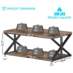 2 Tier Coffee Table with Shelf, Rustic Brown, 47 Inch_10