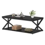 2 Tier Coffee Table with Shelf, Black Oak, 47 Inch_04