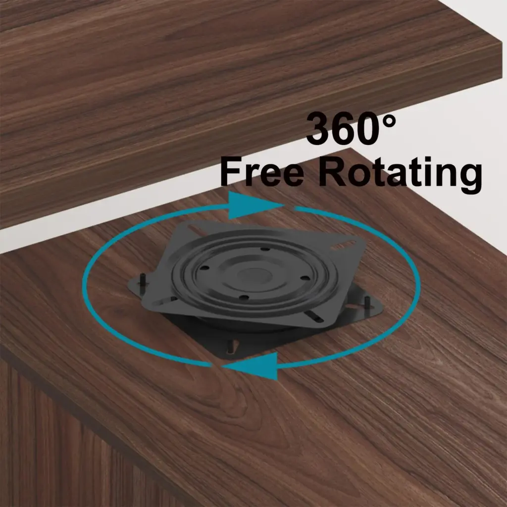 L Shaped 360 Rotating Computer Desk with 3 Drawers, Walnut_12