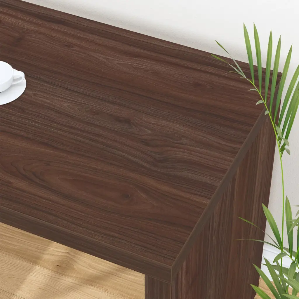L Shaped 360 Rotating Computer Desk with 3 Drawers, Walnut_13