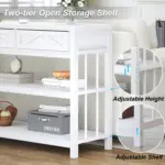 Sofa Table with 3 Drawers, White Oak_09