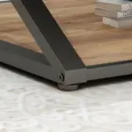 2 Tier Coffee Table with Shelf, Rustic Oak, 47 Inch_05
