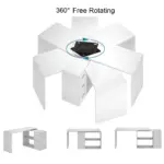 L Shaped 360 Rotating Computer Desk with 3 Drawers, White Oak_14