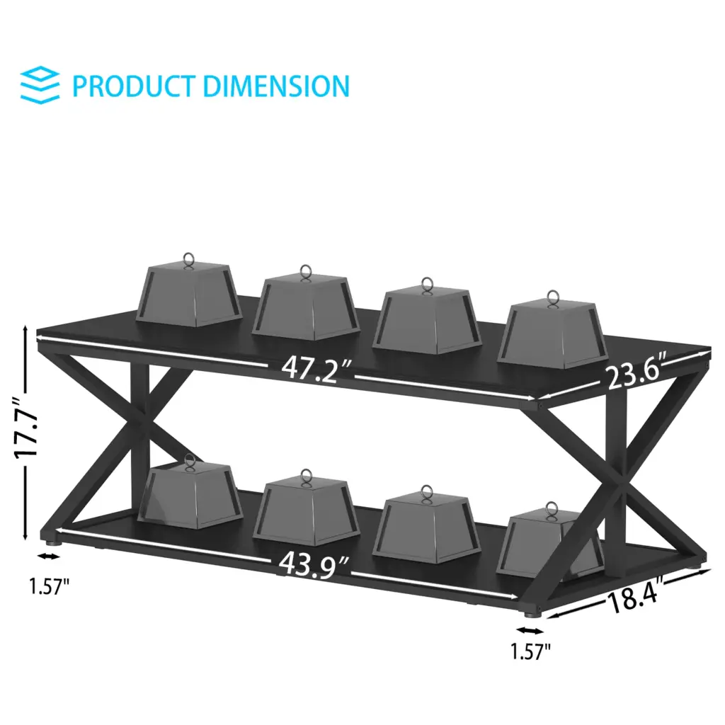 2 Tier Coffee Table with Shelf, Black Oak, 47 Inch_06